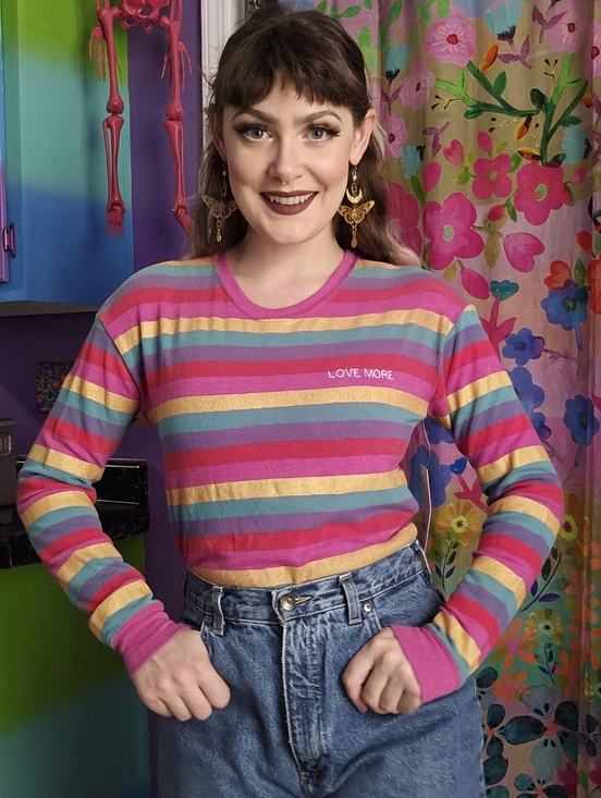 Tops - Spiritual Gangster Rainbow Stripe Love More Savasana Pullover